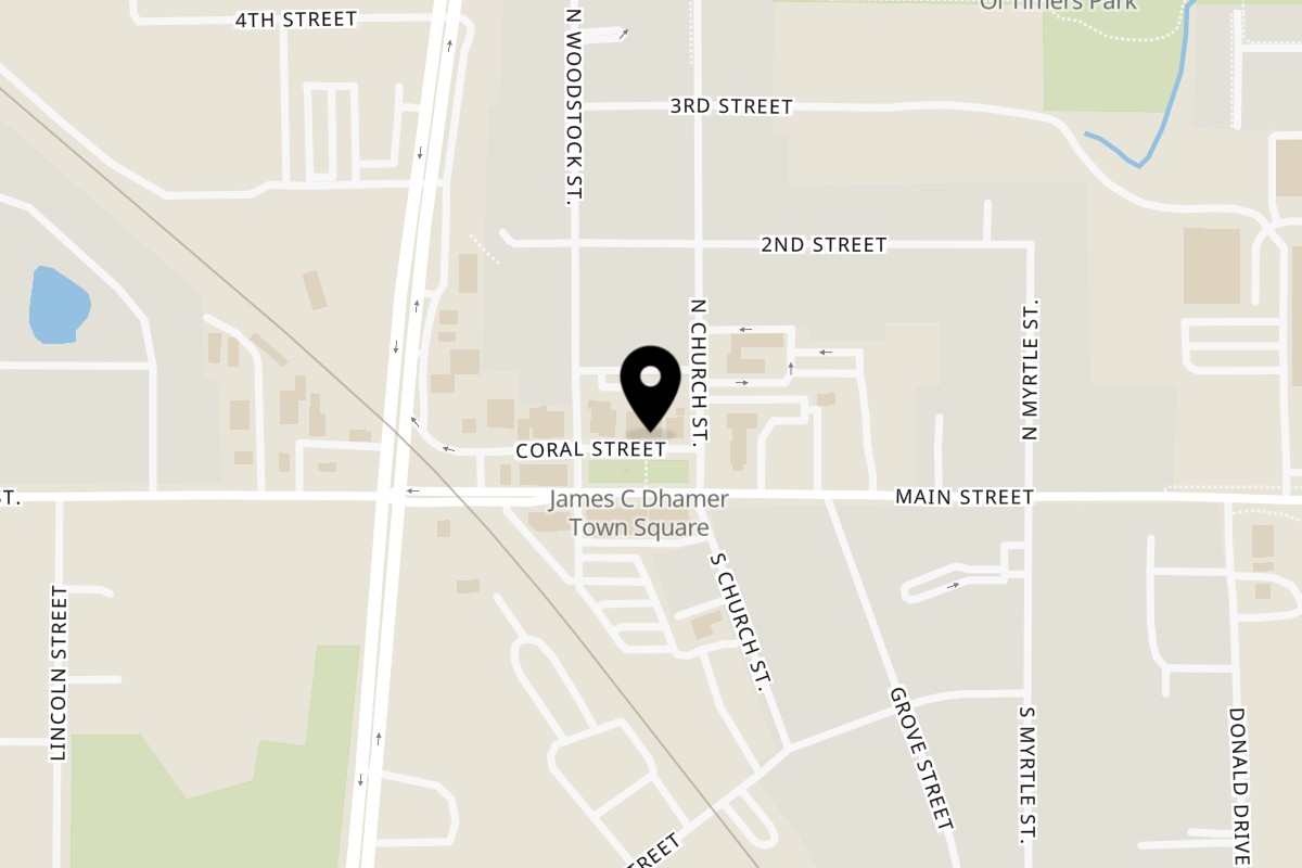 Map showing the location of BBQ King Smokehouse on 11706 Coral St in Huntley